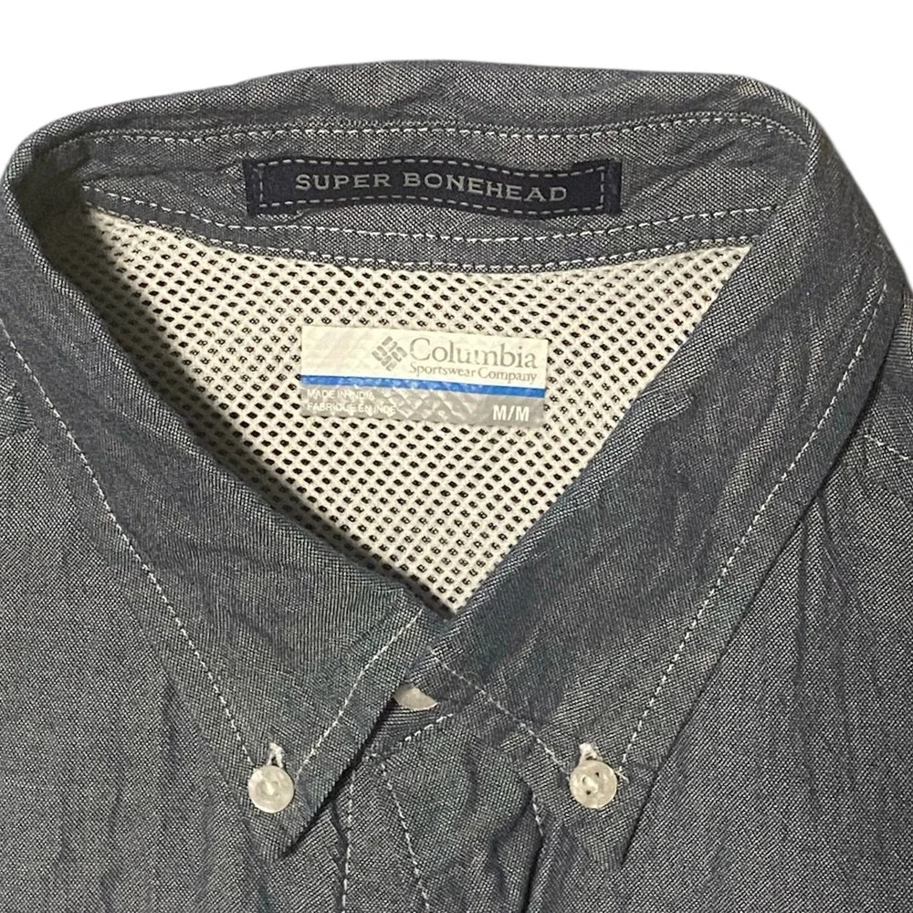 Columbia PFG Super Bonehead Mens Gray Short Sleeve Fishing Shirt Medium FM7030 - Picture 3 of 7